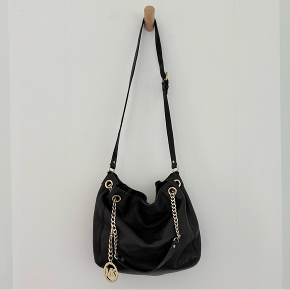 Vintage Michael Kors black leather multiway gold chain shoulder & crossbody tote - Picture 6 of 10